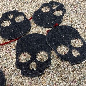 Black Glitter Skull Garland 7ft long
